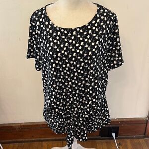 Talbots black white patterned short sleeve blouse Size 1X New